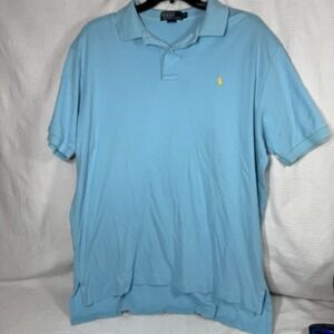 Polo Ralph Lauren Mens Aqua Surf Blue Classic‎ Preppy Polo Shirt Collar XL